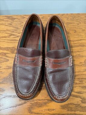 Vibram Men's Two-Tone Brown Leather Penny Loafers